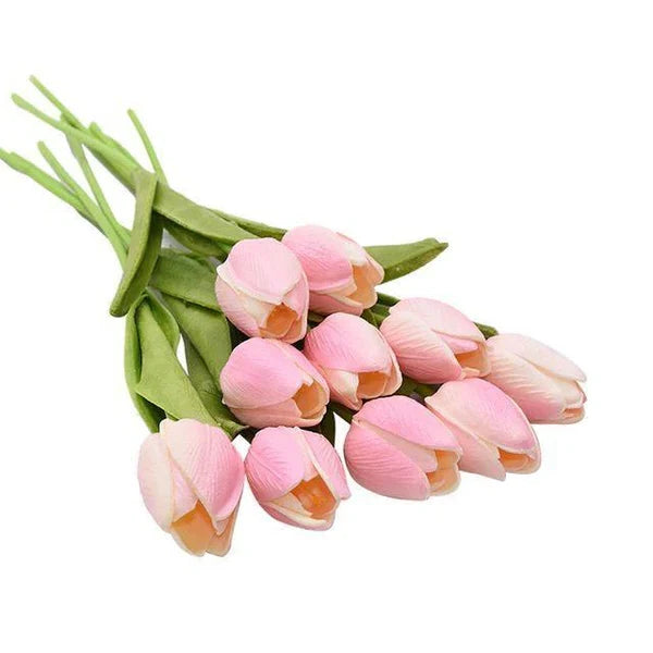 Artificial Tulip Stems | Realistic Silk-Like Blooms | Set of 10