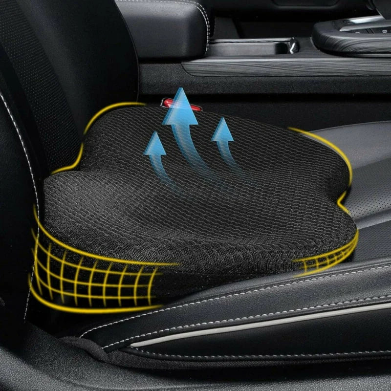 Car Seat Cushion | Ergonomic Memory Foam & Lumbar Support | 3.5 in Height Boost