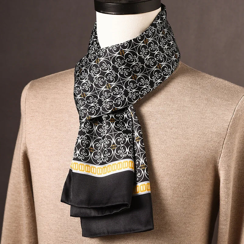 Silk Scarf | 100% Mulberry Silk Polka Dot Double-Layered | 160 x 25 cm
