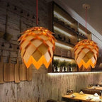 Pendant Lamp | Handcrafted Pine Wood Veneer & Dimmable LED Compatible | Diameter 38/45/68 cm