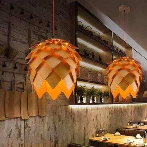 Pendant Lamp | Handcrafted Pine Wood Veneer & Dimmable LED Compatible | Diameter 38/45/68 cm