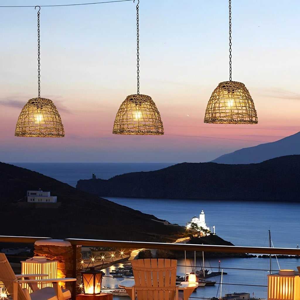 Bell Lantern | Solar Handwoven Rattan & Weatherproof