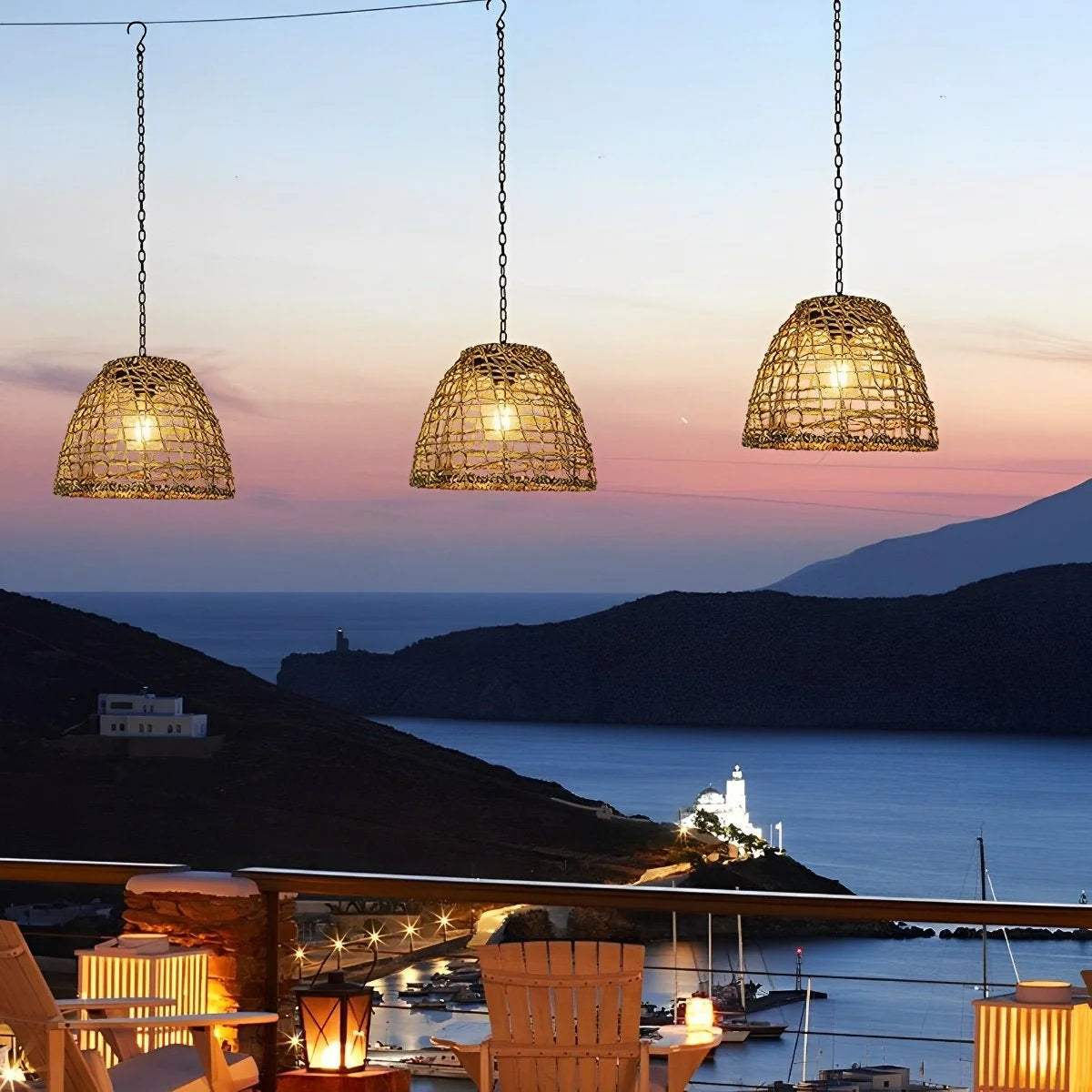 Bell Lantern | Solar Handwoven Rattan & Weatherproof