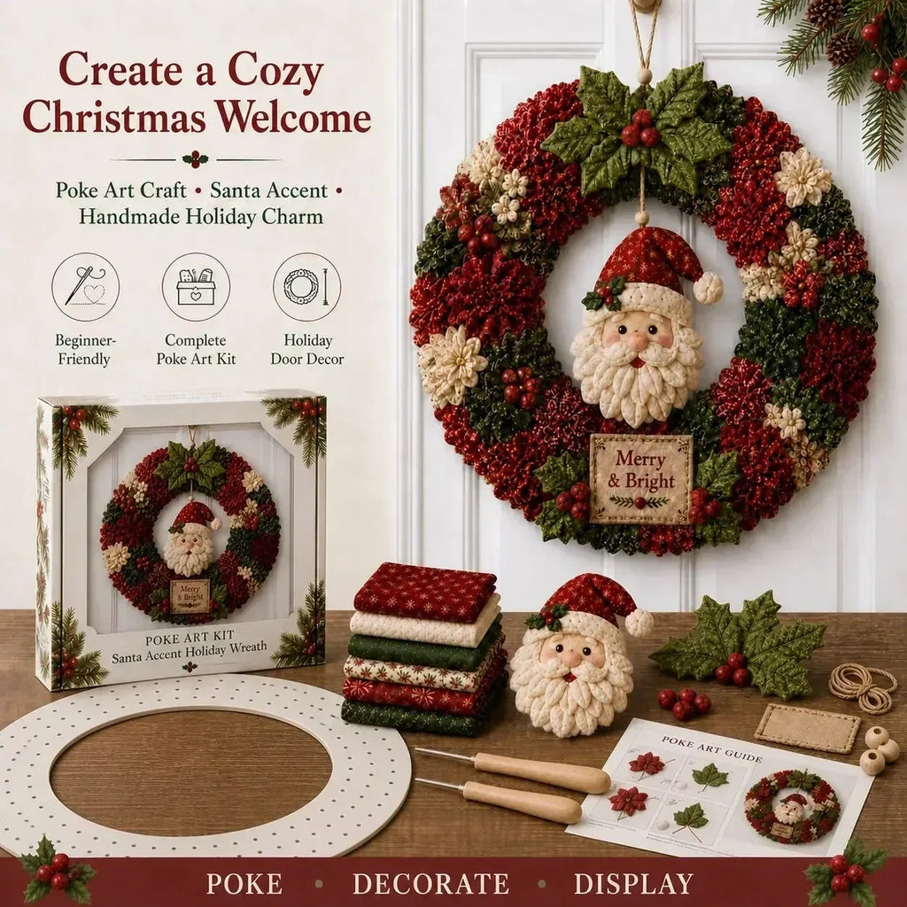 Christmas Wreath Craft Kit | 3D Fabric No-Sew | 30 cm Wreath