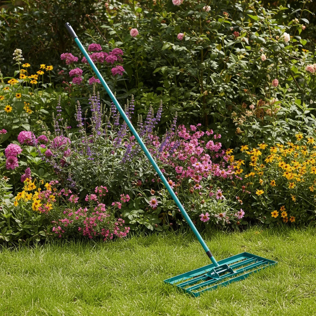 Lawn Leveling Rake | Wide Aluminum Base & Ergonomic Long Handle | 91 x 25 cm