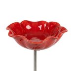 Bird Bath | Flower-Shaped Ceramic | Stable Metal Stake