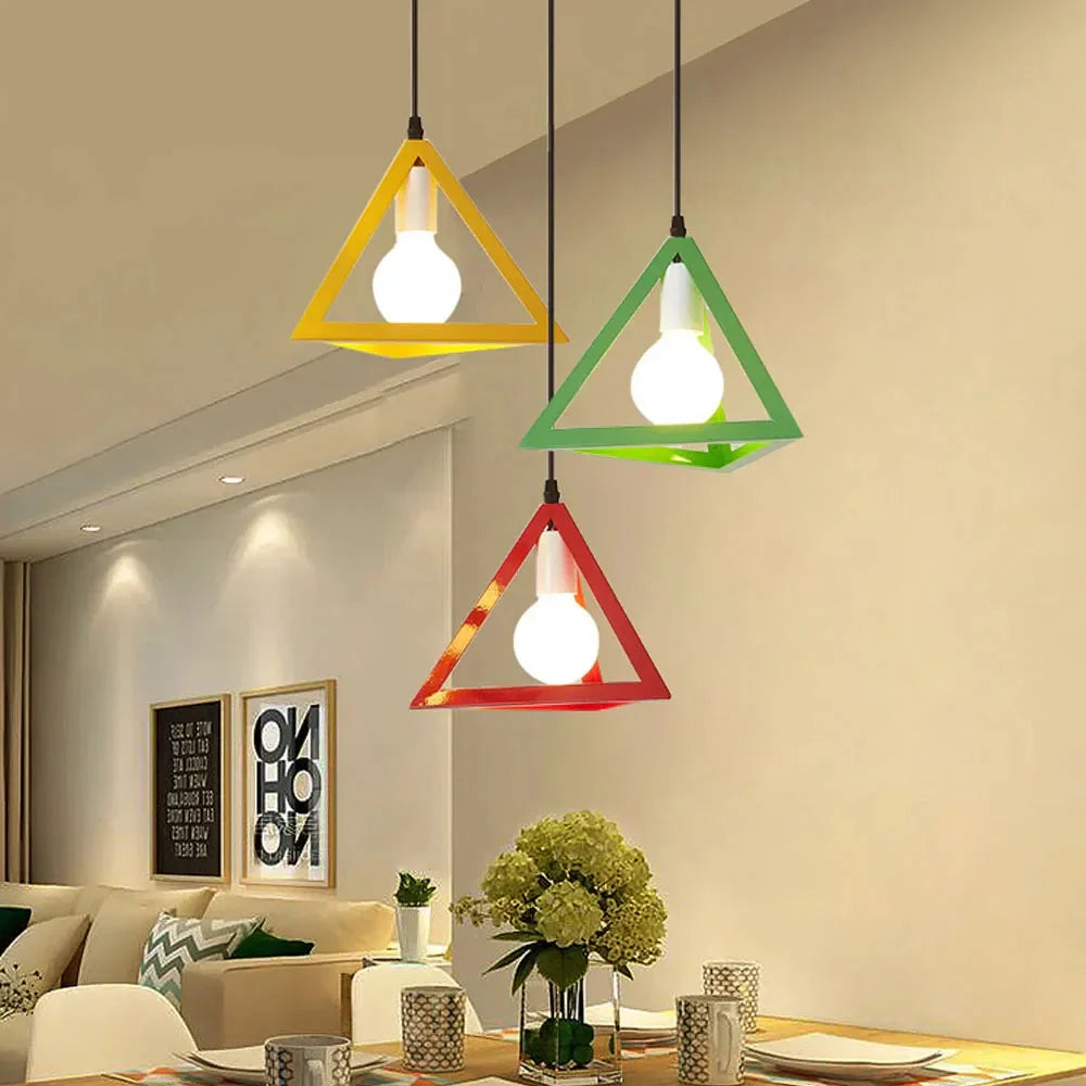 Pendant Light | Vintage Pyramidal & Wrought Iron | Warm Glow