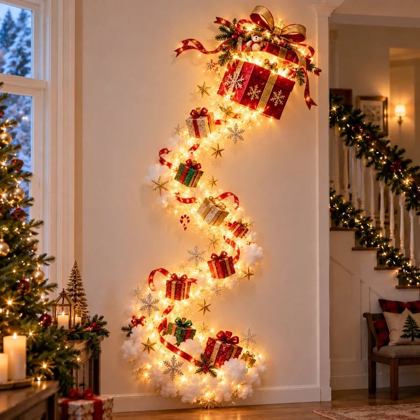 Christmas Wall Decoration | Cascading Design & Warm Lights