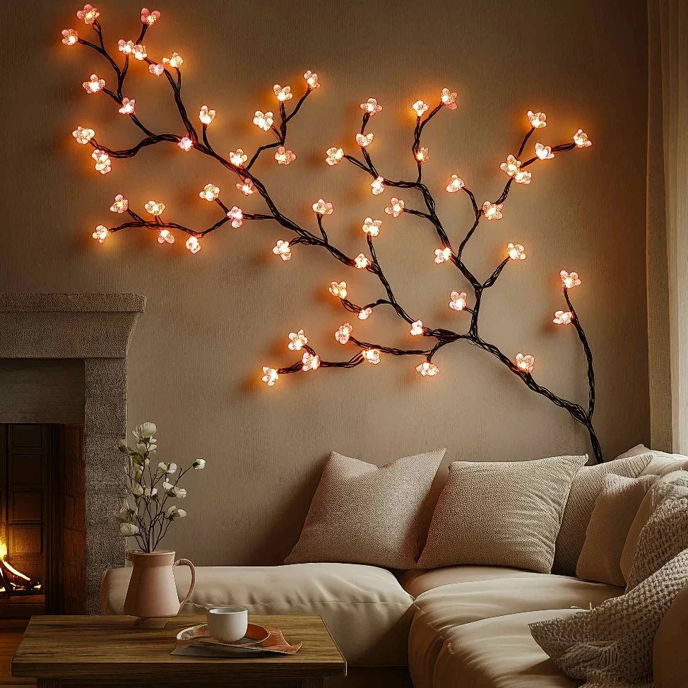 LED Light Branch | USB-Powered Warm Glow & 8 Light Modes