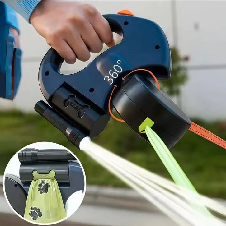 Retractable Double Pet Leash | 360° Anti-Tangle & LED Light | 2 × 3 m Leashes