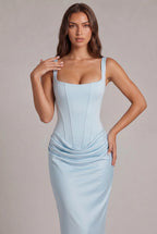 Maxi Dress | Boned Corset Bodice & Draped Lyocell Skirt | Adjustable Straps
