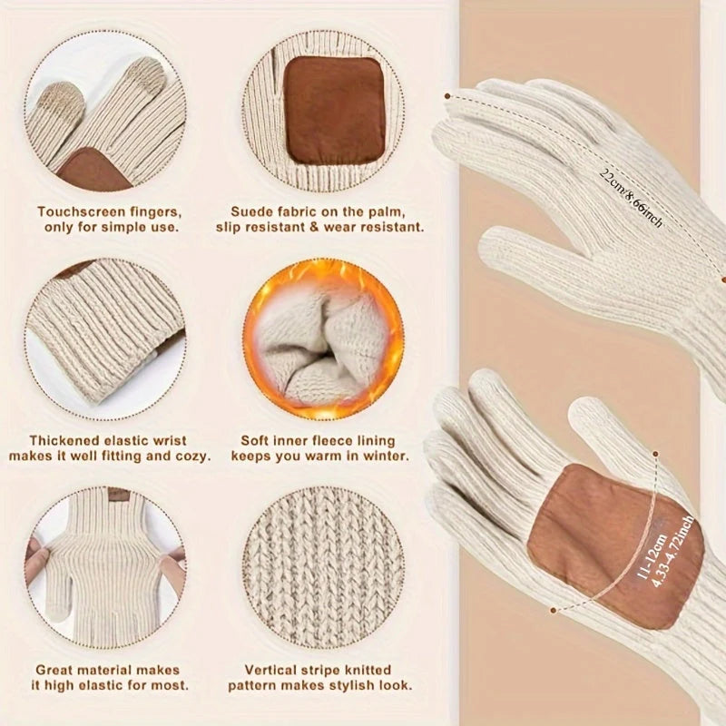Hat, Scarf & Gloves Set | Knitted & Touchscreen | One Size