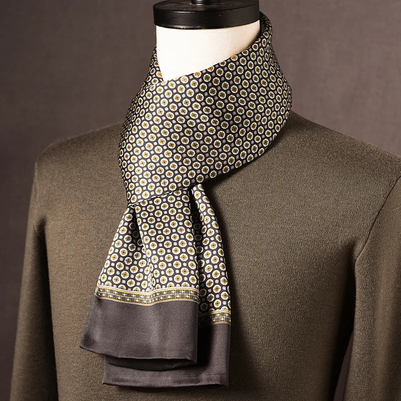 Silk Scarf | 100% Mulberry Silk Polka Dot Double-Layered | 160 x 25 cm