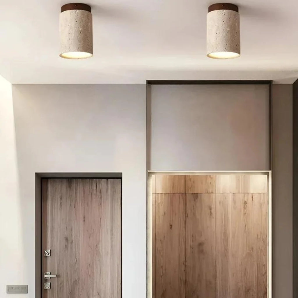 Ceiling Lamp | Wabi-Sabi Travertine & LED | Surface Mount