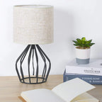 Table Lamp | Linen Shade & Black Metal Base