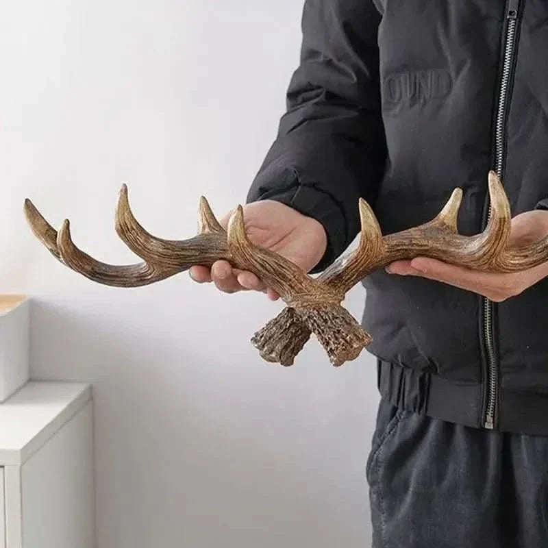 Wall-Mounted Coat Rack | Rustic Antler Design & Multiple Hooks
