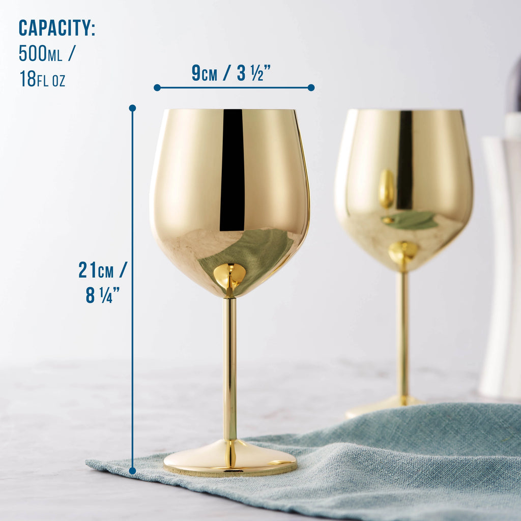 Wine Glasses | Gold Stainless Steel & Shatterproof