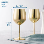 Wine Glasses | Gold Stainless Steel & Shatterproof