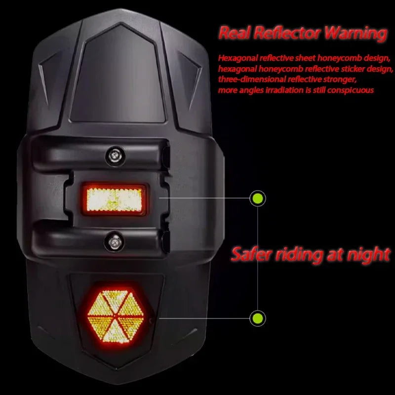 Rear Mudguard | CNC-Machined Bracket, Carbon-Fiber Look & Integrated Reflector | Multi-Model Fit