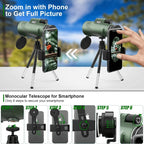 Monocular | Ultra-Zoom & Multi-Coated HD Glass | Smartphone Mount