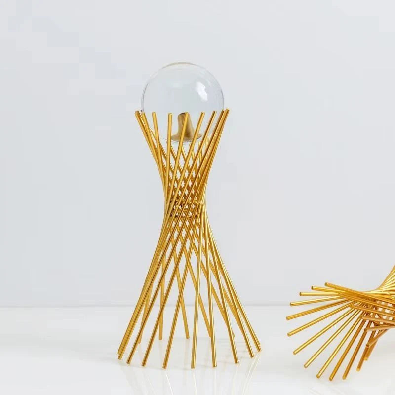 Decorative Statue | Sphere-Inspired Gold Metal
