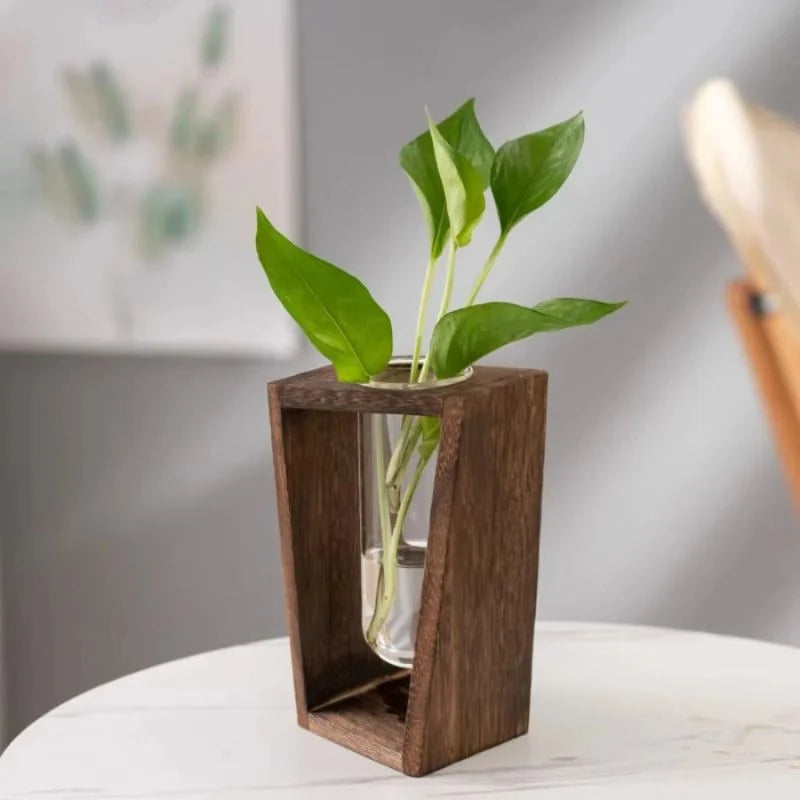 Flower Vase | Tubular Wooden Stand