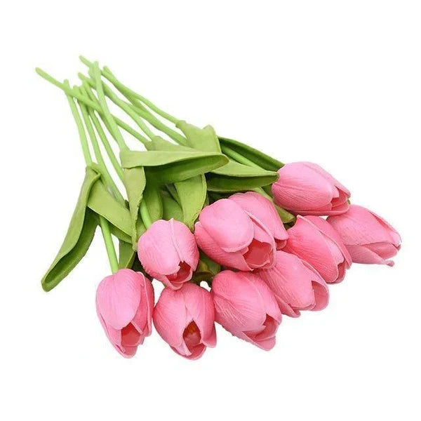 Artificial Tulip Stems | Realistic Silk-Like Blooms | Set of 10