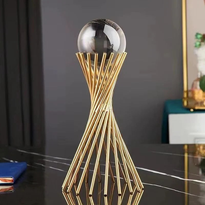 Decorative Statue | Sphere-Inspired Gold Metal