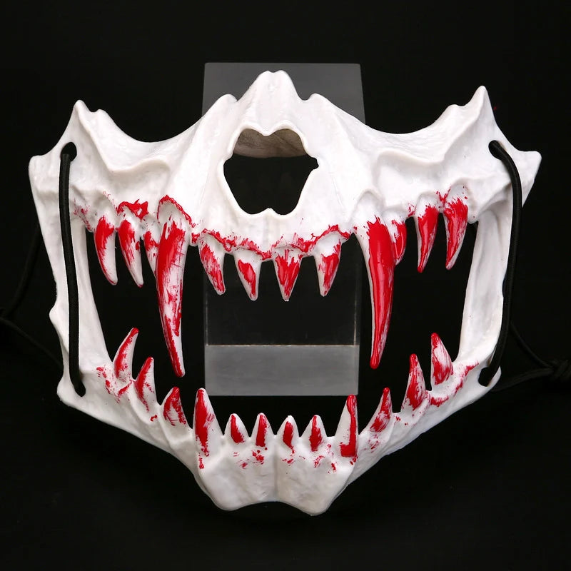 Half-Face Costume Mask | Sculpted Fangs & Adjustable Strap