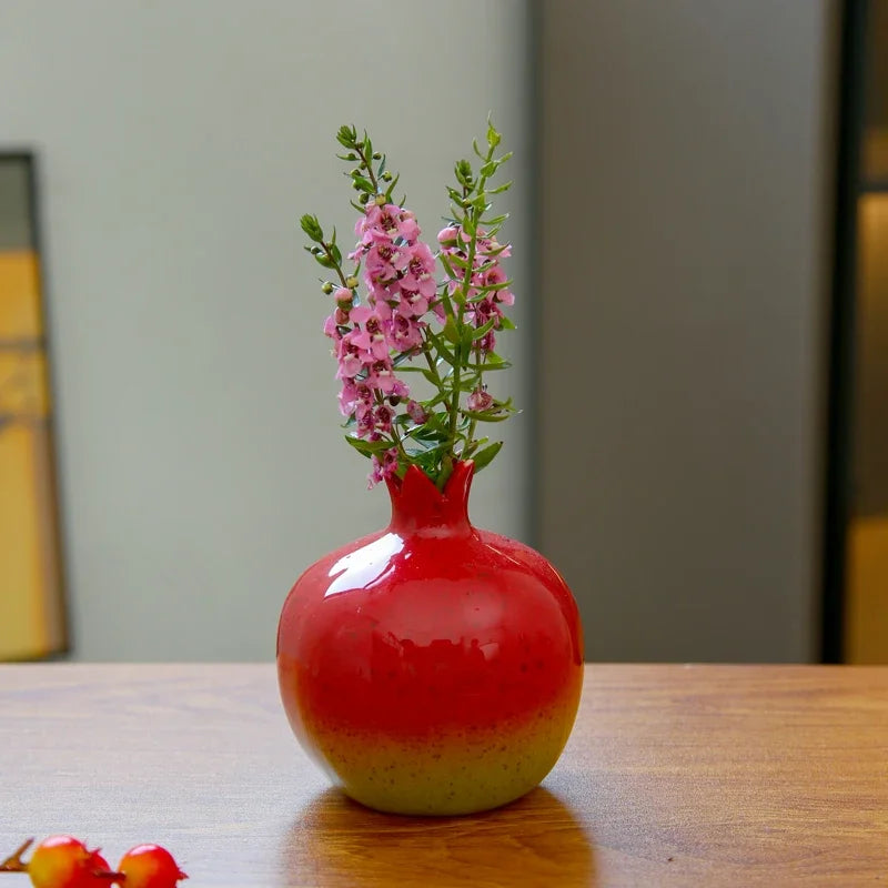 Vase | Pomegranate-Inspired Sculptural & Hand-Shaped | For Dried Flowers