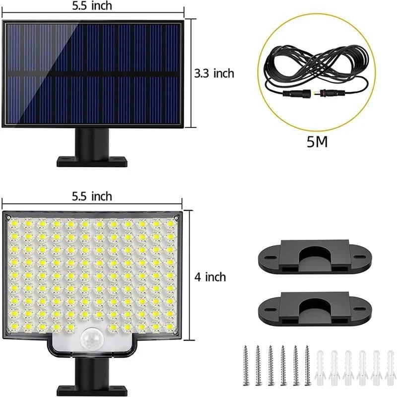 Outdoor Solar Light | 106-LED Motion Sensor & IP65 Weatherproof | 5m Cable