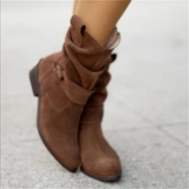 Ankle Boots | Suede Slouchy Shaft | Low Block Heel