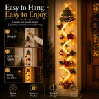Christmas Door Hanger | Warm White Lights & Cordless | 70 cm