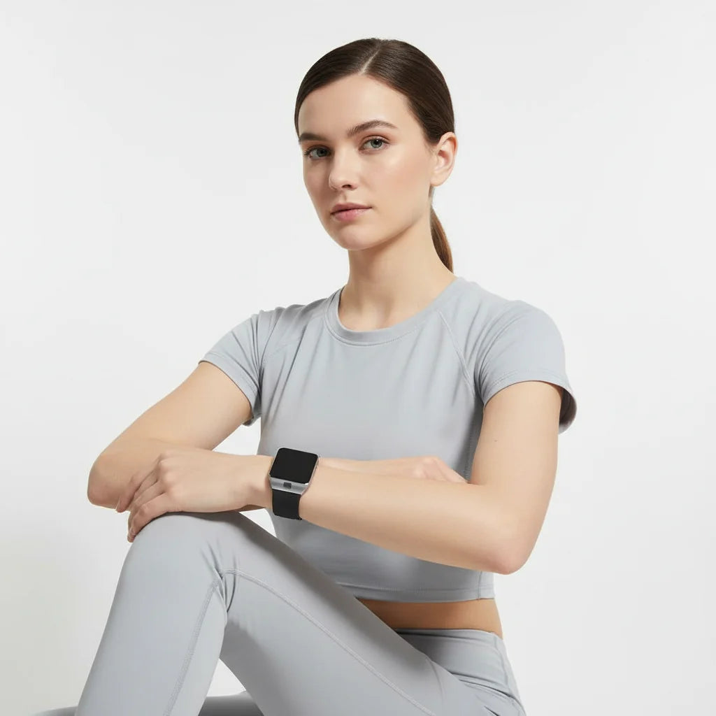 Smartwatch | Rectangular Touchscreen Calls & Notifications | Silicone Strap