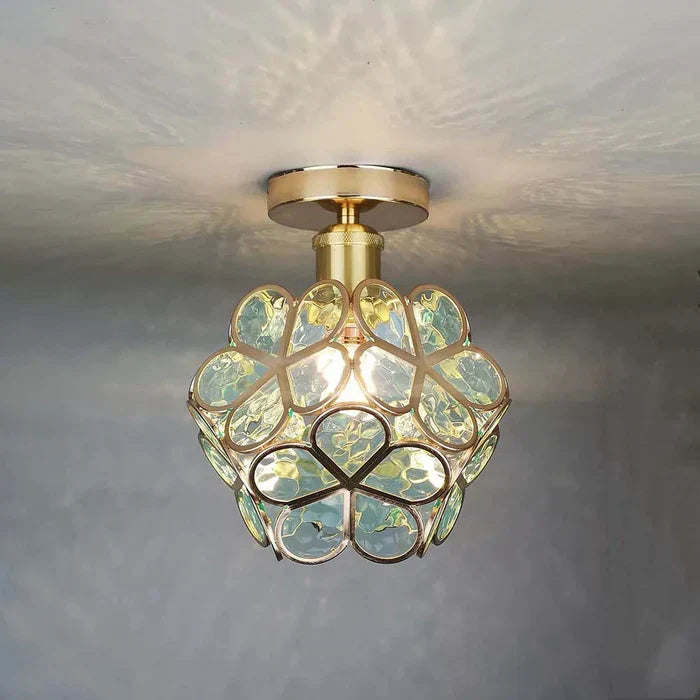 Pendant Lamp | Floral Petal Design & Glass & Metal | 30 cm Diameter