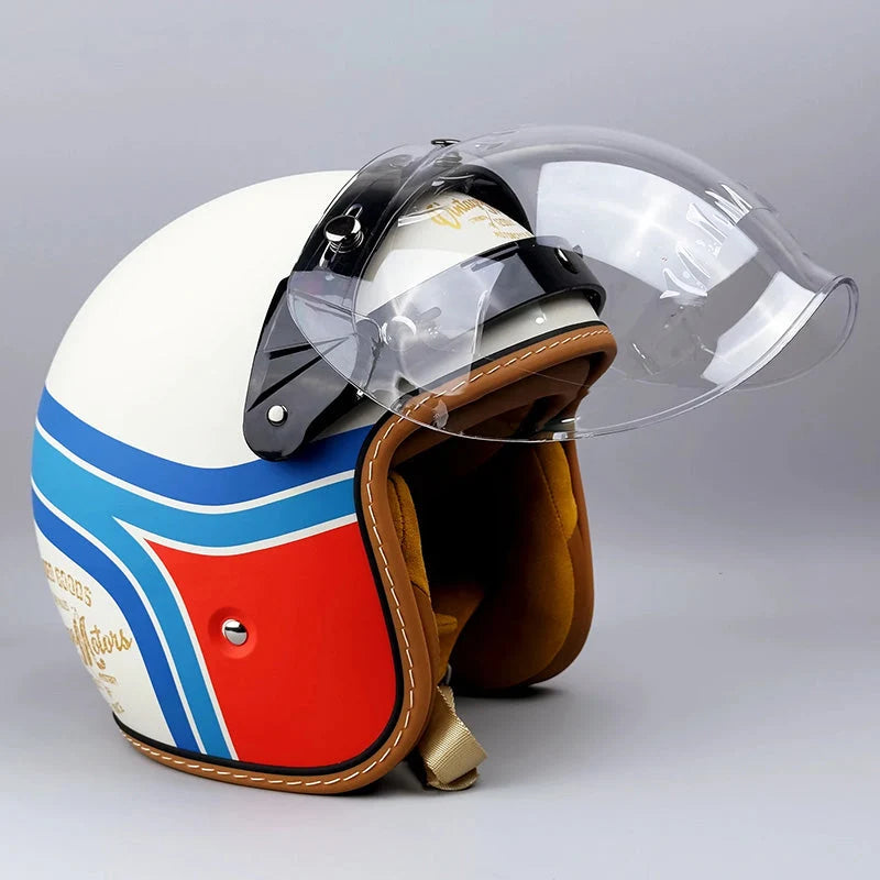 Motorcycle Helmet | DOT & ECE Certified | Retro Design With Two Visors