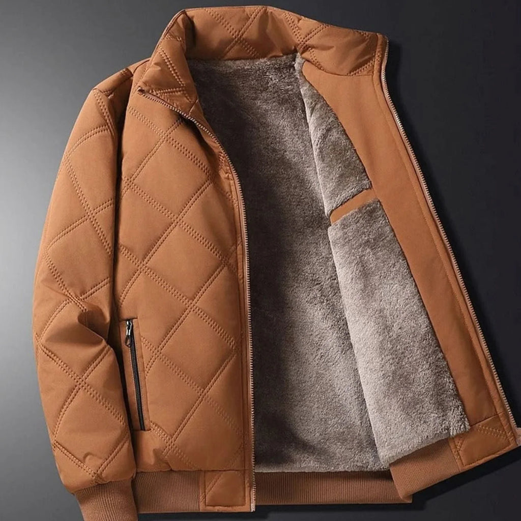 Men’s Winter Jacket | Quilted Windproof & Fleece-Lined | Bomber