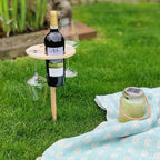 Picnic Table | Foldable Birch Wood & Wine Holder
