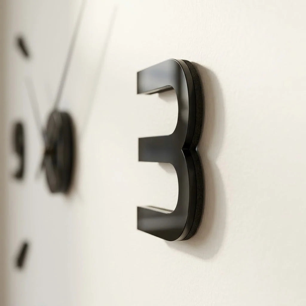 Wall Clock | Frameless 3D Design | Self-Adhesive Numbers