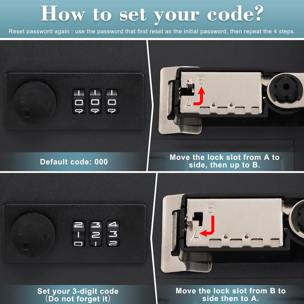 Key Cabinet | Wall-Mounted Iron With 3-Digit Combination Lock | 20 Hooks