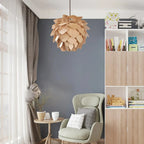 Pendant Lamp | Handcrafted Pine Wood Veneer & Dimmable LED Compatible | Diameter 38/45/68 cm