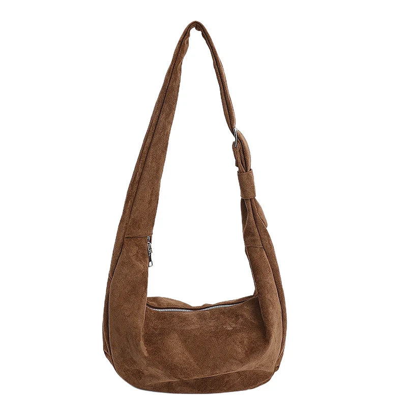 Shoulder Bag | Soft Suede Slouchy Design | Zipper Closure