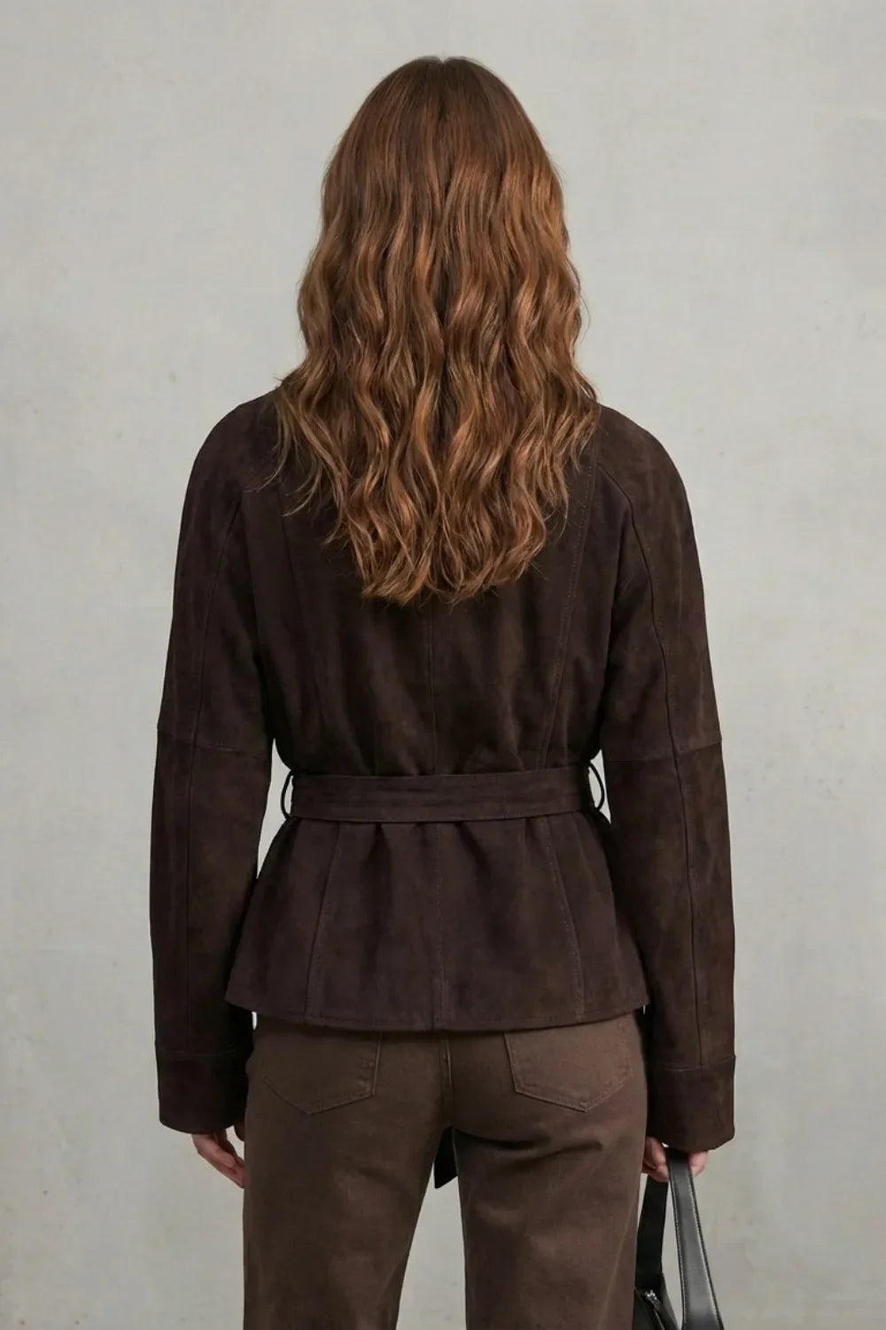 Women's Jacket | Suede-Look Double-Breasted | Belted