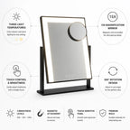 Makeup Mirror | Touch-Control LED Lighting | Removable 15× Magnifier