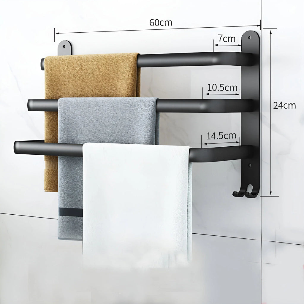 Towel Rack | 3-Tier Wall-Mounted Aluminum & Rust-Resistant