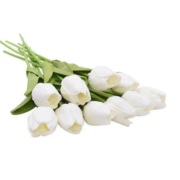 Artificial Tulip Stems | Realistic Silk-Like Blooms | Set of 10