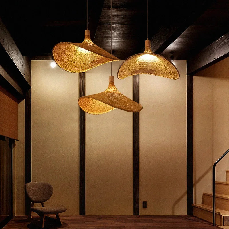 Pendant Lamp | Handwoven Bamboo Basket & Warm Ambient Light | Multiple Sizes