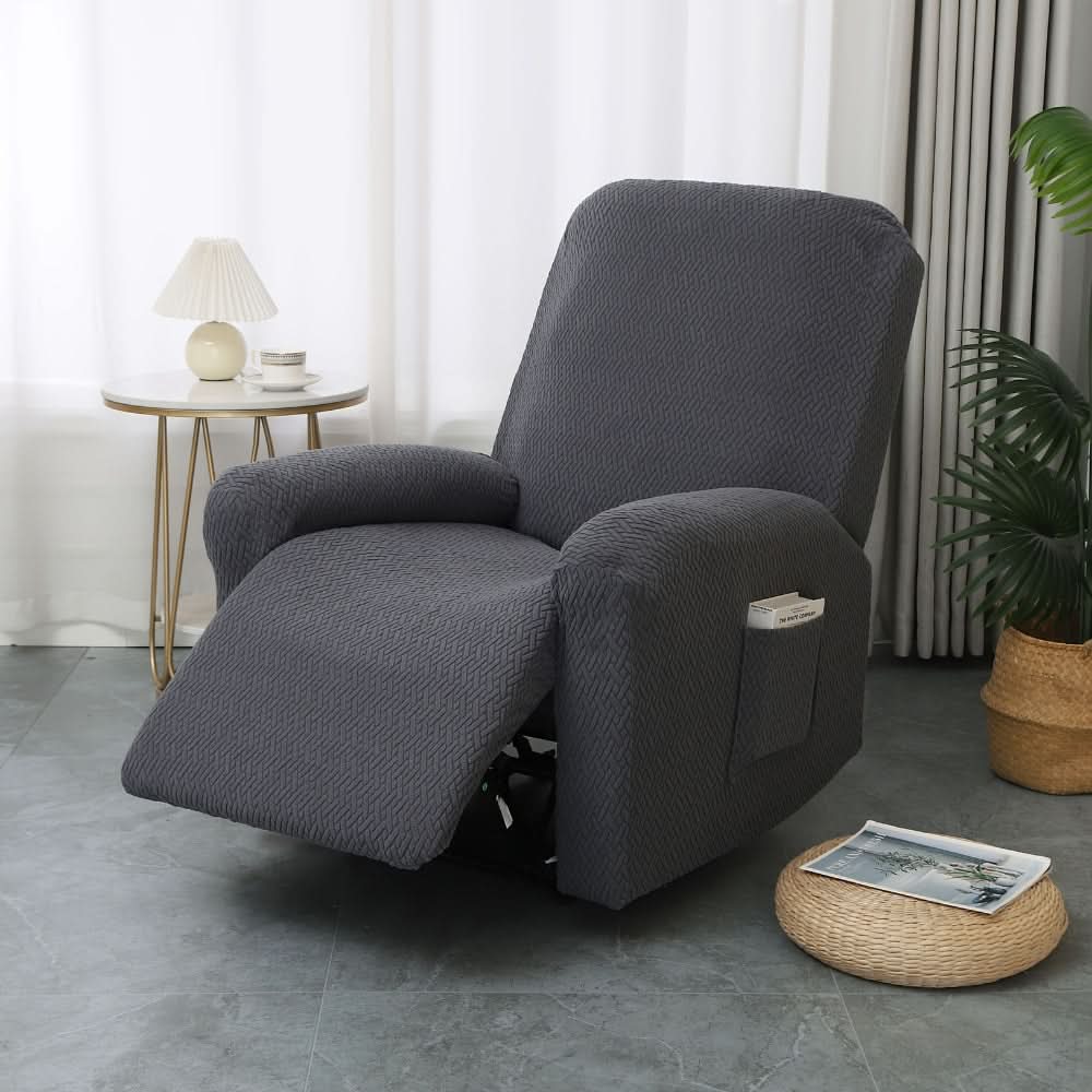Recliner Cover | Stretch Fabric & Side Pocket | 4-Piece Set
