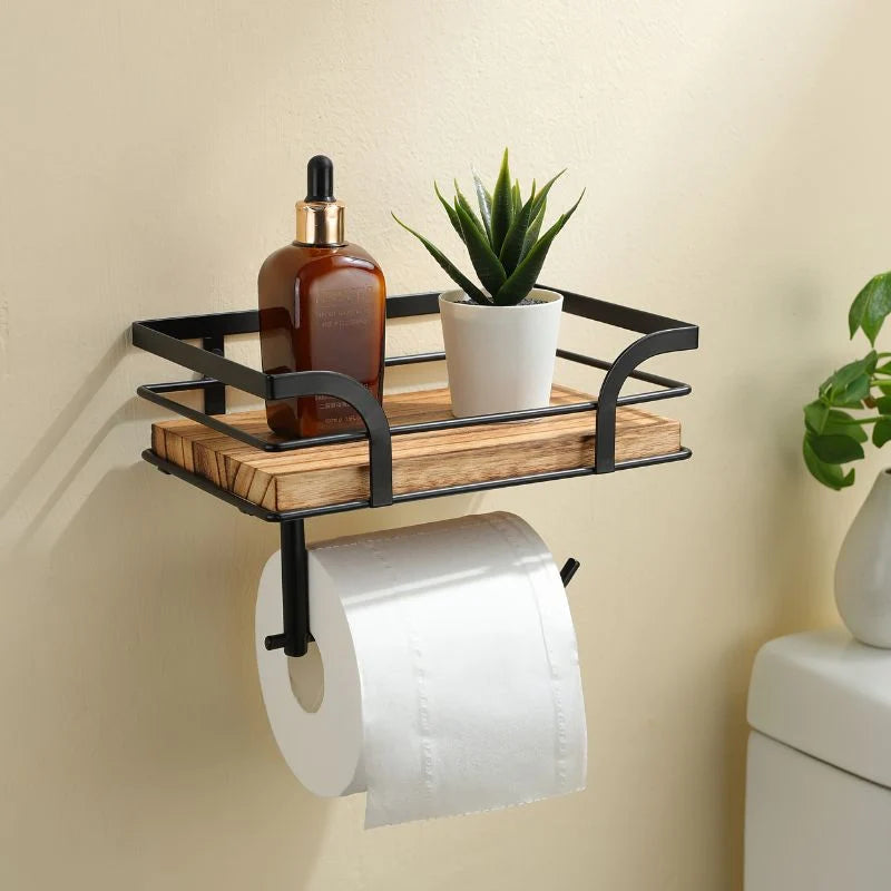 Wall-Mounted Storage Shelf | Integrated Paper Holder & Space-Saving