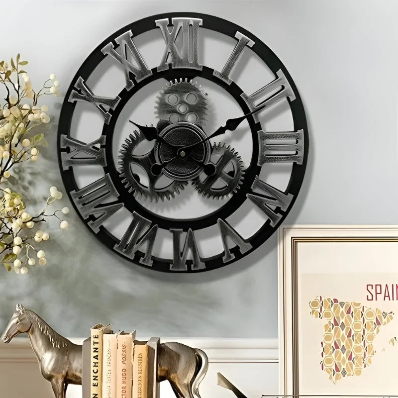 Wall Clock | Digital Display & Gear-Accented Bamboo | 30/40 cm